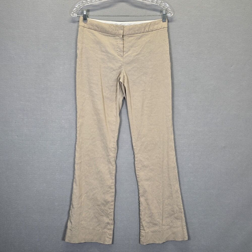 Elie Tahari Beige Pale Yellow Casual Linen Dress Pants Womens Size 28